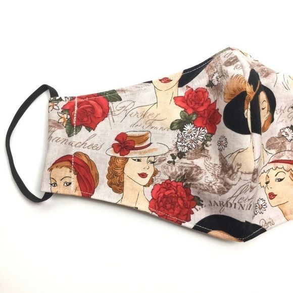 2/$15 - Paris Mask, Vintage Red Hat Fashion Face Mask, Filti Filter - Picture 6 of 16